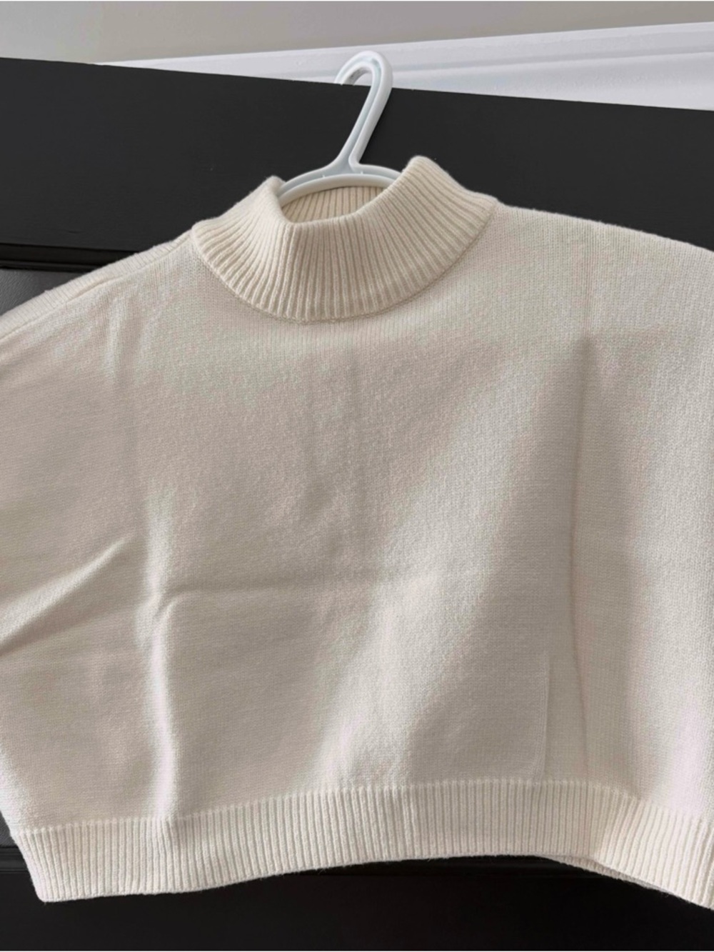 Cream Turtleneck Cropped Women's Sweater